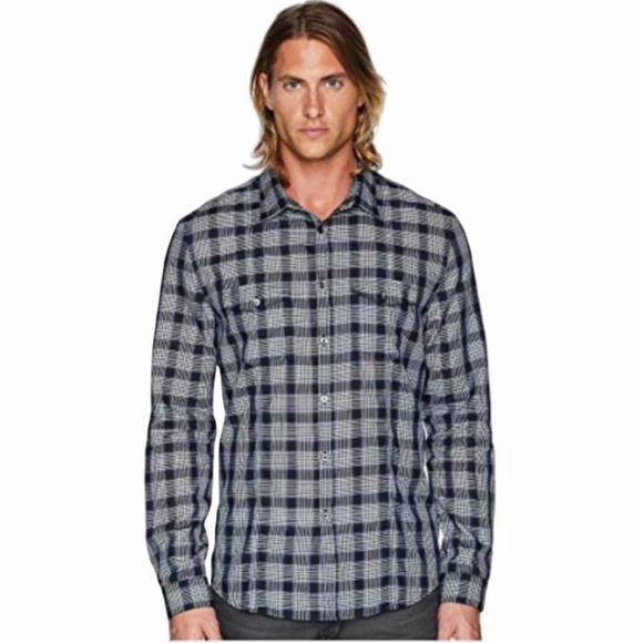 John Varvatos Other - NWT John Varvatos Midnight Blue Plaid Button-Down Sz S